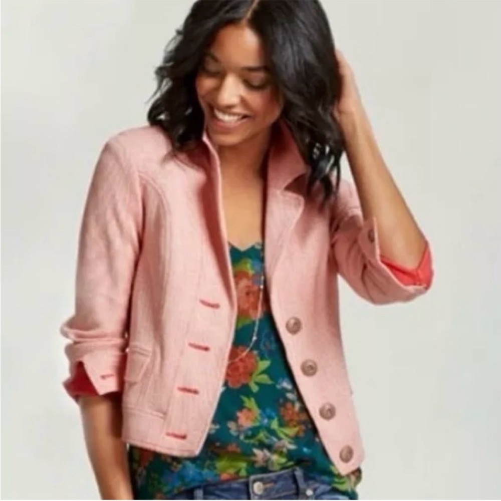CAbi Amelia Coral Knit Bomber Style Jacket Size Medium Style #5301
